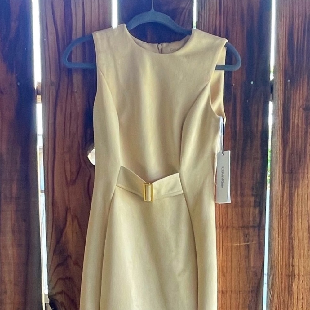 Calvin Klein Sand Suede Cocktail Dress Size 2